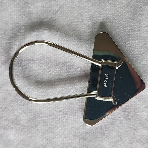 NEW Prada Triangle Black Silver Logo Key Bag Clip Ring Charm - Picture 3 of 5